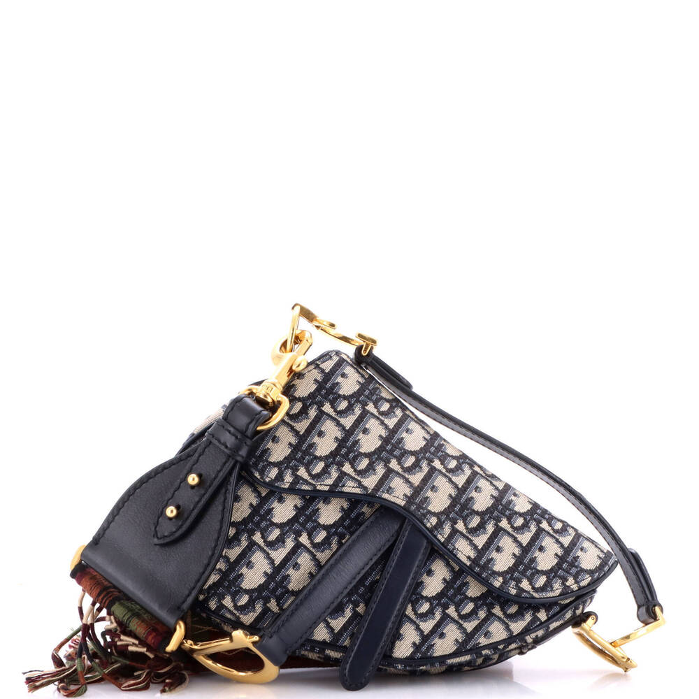Christian Dior Mini Saddle Handbag with Strap Oblique Canvas